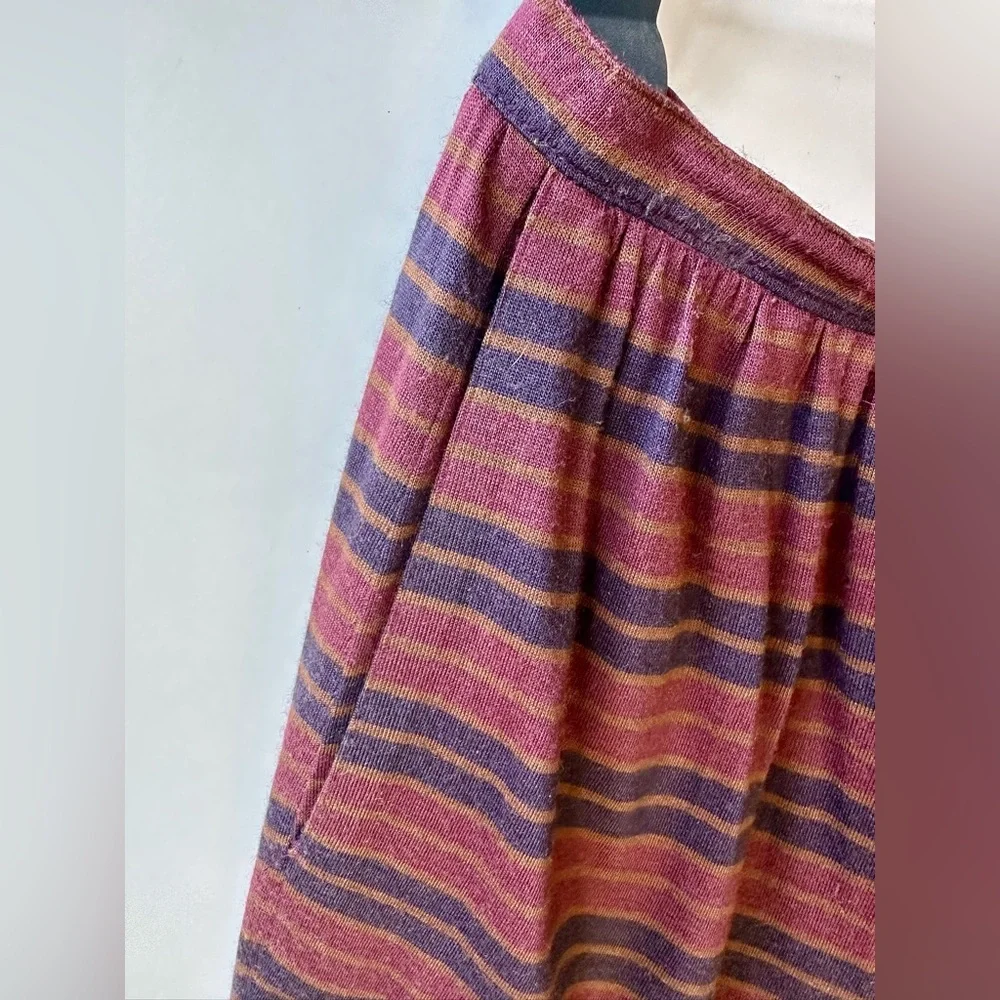 Vintage Christian Dior Separates Striped Knit Top & Skirt Set, Burgundy Navy, S